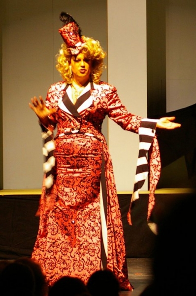 Kelvin Amburgey, as ZaZa in La Cage Aux Folles, sings "I Am What I Am" Photo